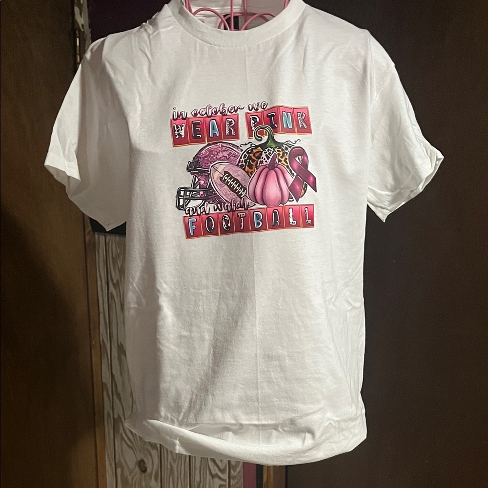 White and Pink Football Graphic Tee